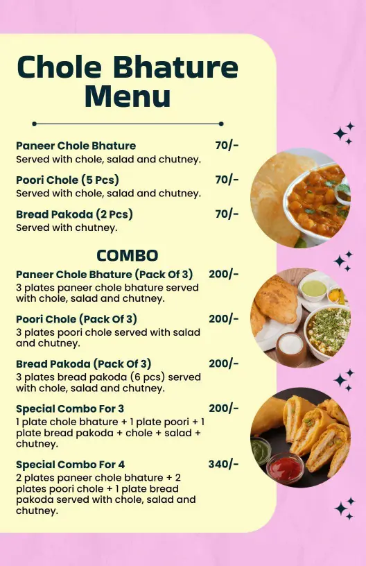 Savory Chole Bhature and Tasty Indian Dishes Indian Cuisine Menu Template