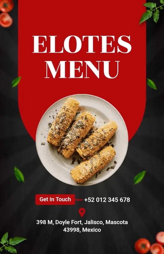 Savory Corn Delicacies Featuring Toppings and Bowls Elotes Menu Template