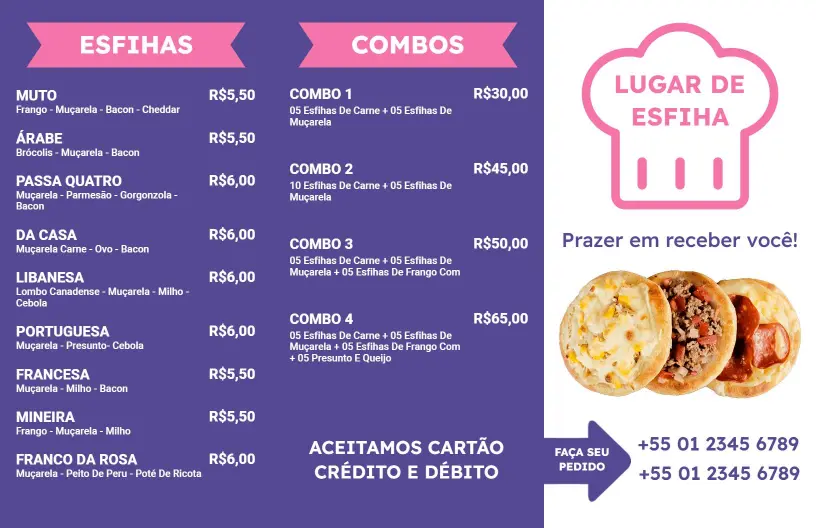 Savory Esfihas and Delicious Combos for Every Craving Tri Fold Menu Template