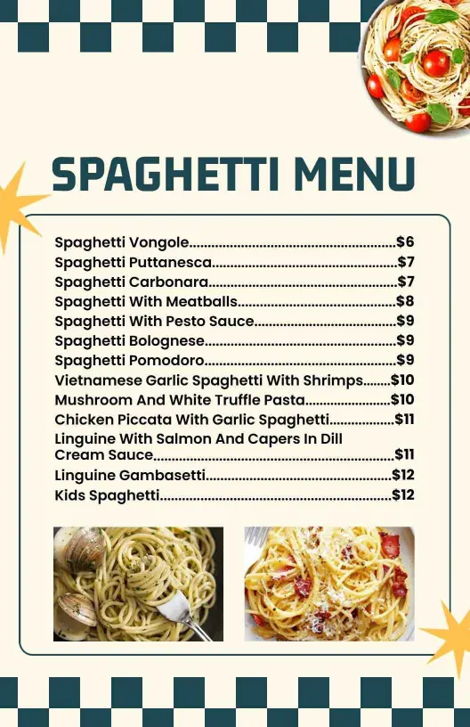 Savory Garlic and Truffle Infused Pasta Spaghetti Menu Template