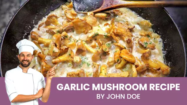Savory Garlic Mushroom Dish Cooking Channel YouTube Thumbnail Template