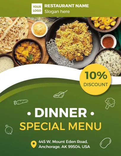 Savory Grilled Chicken and Flavorful Side Dishes Dinner Menu Template