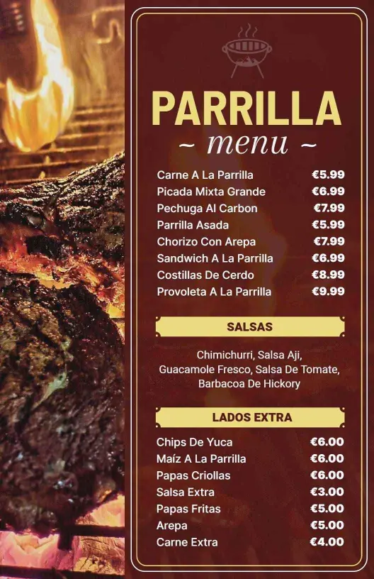 Savory Grilled Meats and Flavorful Salsas BBQ Menu Template