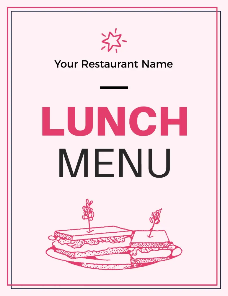 Savory Lunch Entrees and Fresh Salads Delight Lunch Menu Template
