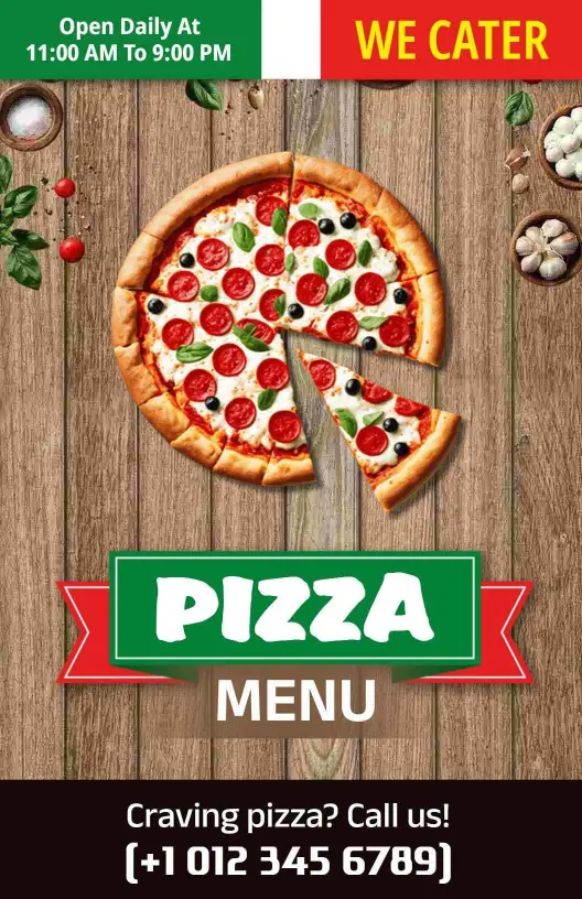 Savory New York Style Pizzas with Fresh Toppings Pizza Menu Template