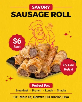 Savory Sausage Roll Promotional Flyer Template