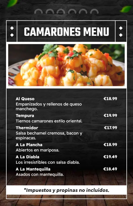 Savory Shrimp Dishes with Flavorful Preparation Styles Seafood Menu Template