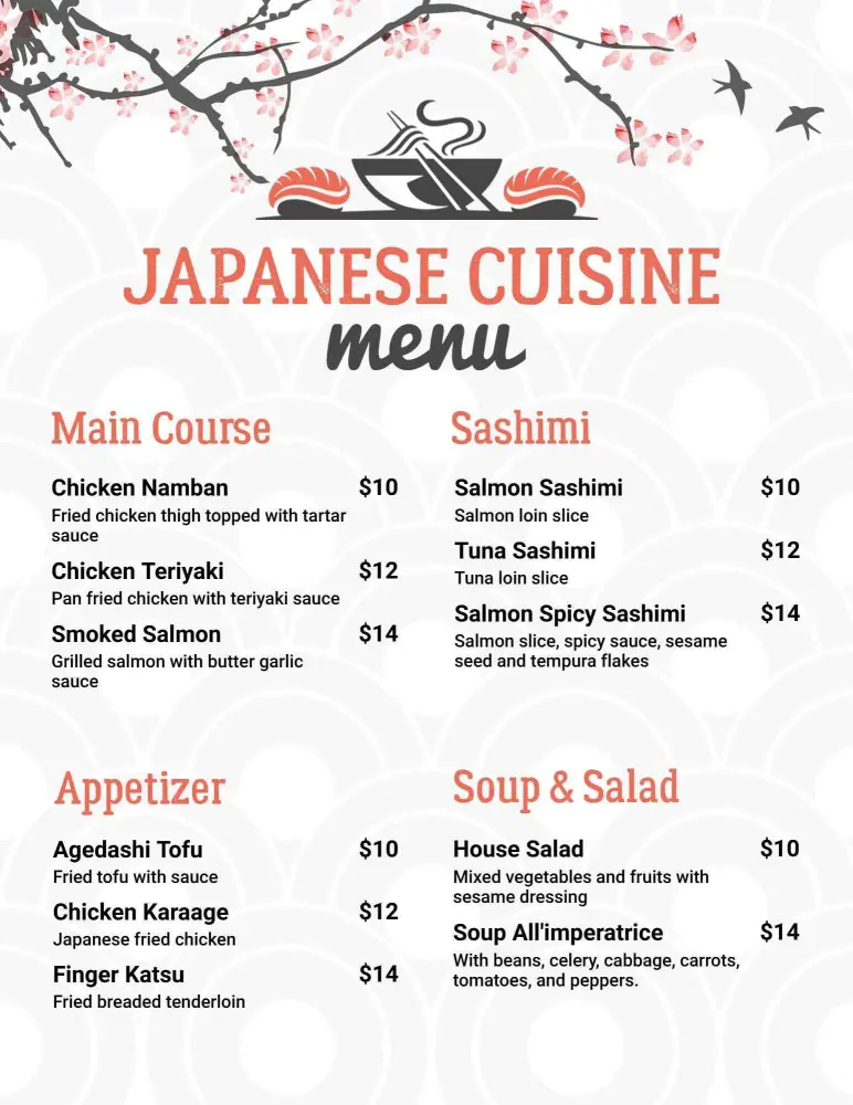Savory Sushi and Flavorful Dishes Inspired by Tradition Japanese Cuisine Menu Template