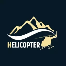 Scenic Helicopter Flying Over Majestic Mountain Range Logo Template