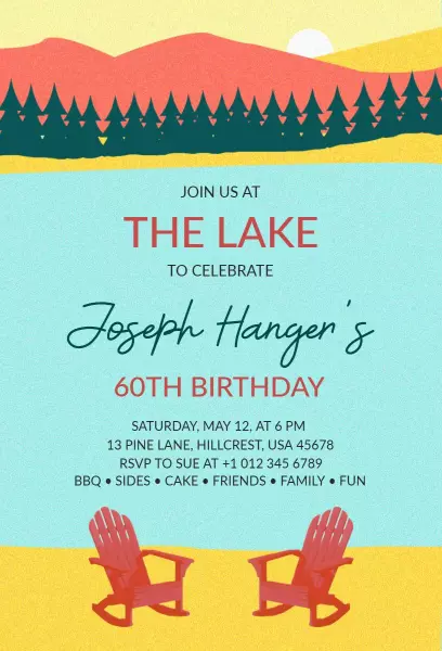 Scenic Lake 60th Birthday Celebration Invitation Template
