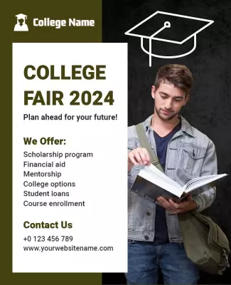 Scholarly Green College Fair Information Flyer Template