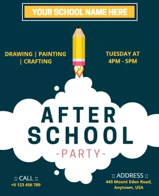 School After Party Craft Workshop Flyer Template