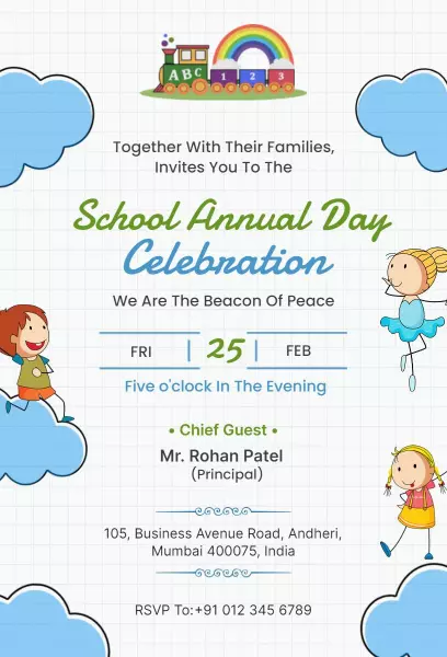 School Annual Day Celebration Fun Fest Invitation Template