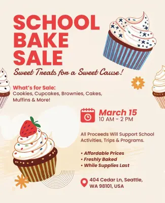 School Bake Sale Fundraiser Flyer Template
