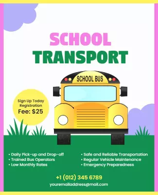School Bus Transportation Services Flyer Template