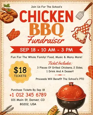 School Chicken Bbq Fundraiser Flyer Template