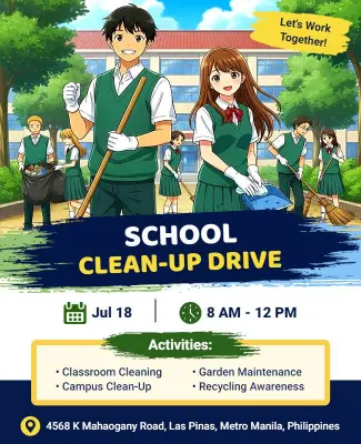 School Clean-up Drive Community Event Flyer Template