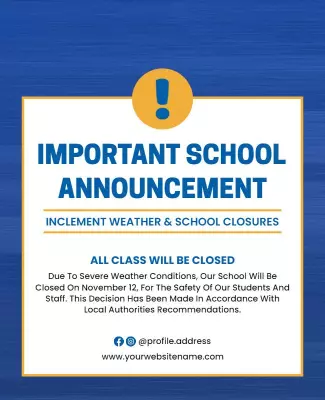 School Closure Announcement Due to Weather Flyer Template