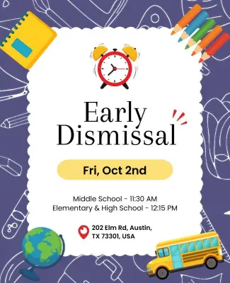 School Early Dismissal Notification Flyer Template