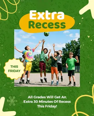School Extra Recess Flyer Template