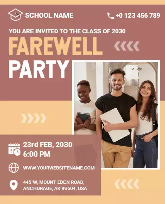 School Farewell Celebration Party Flyer Template