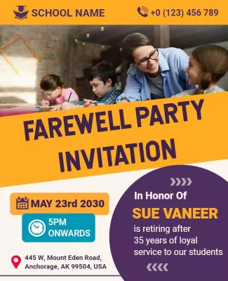 School Farewell Party Invitation Flyer Template