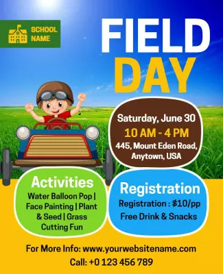 Playful Green Field Day School Event Flyer Template