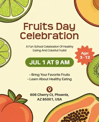 School Fruit Day Celebration Poster Template