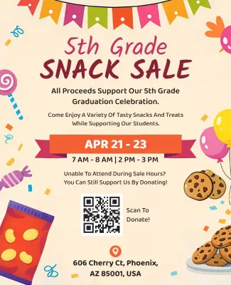 School Fundraiser 5th Grade Snack Sale Flyer Template