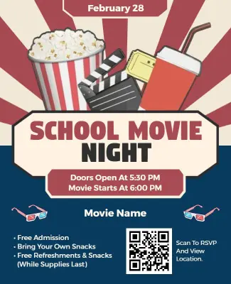 School Movie Night Event Flyer Template