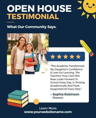 School Open House Testimonial Flyer Template