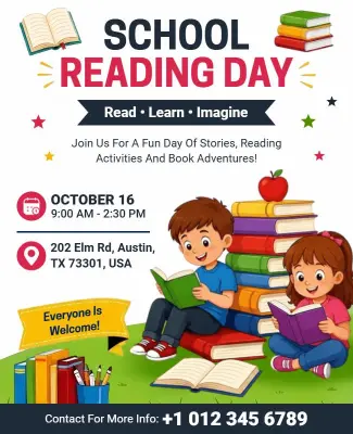 School Reading Day Event Flyer Template