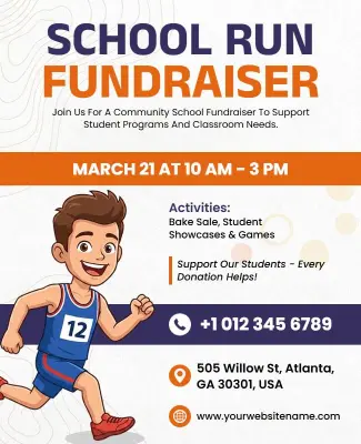 School Run Fundraiser Event Flyer Template