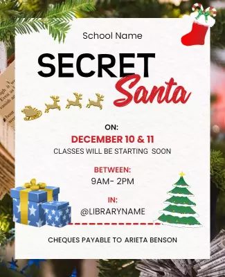 School Secret Santa Event Flyer Template