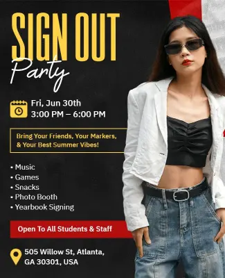 School Sign Out Party Celebration Flyer Template