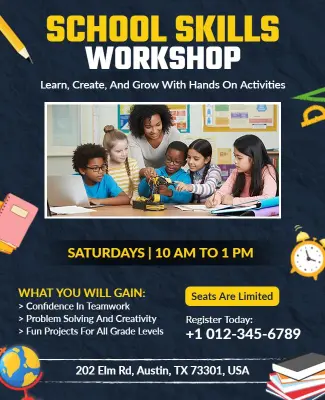 School Skills Development Workshop Flyer Template