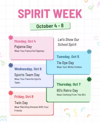 School Spirit Week Theme Days Flyer Template