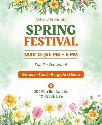 School Spring Festival Celebration Flyer Template