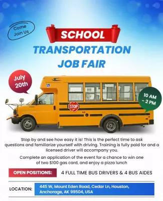 School Transportation Job Fair Flyer Template