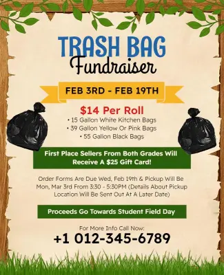 School Trash Bag Fundraiser Flyer Template