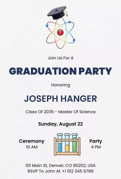 Science Honors Graduation Celebration Party Invitation Template