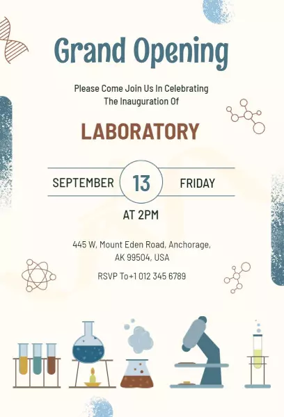 Science Laboratory Grand Opening Celebration Invitation Template