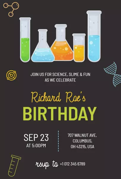 Science Slime Birthday Celebration Invitation Template