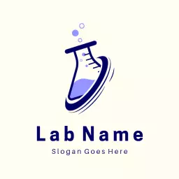 Scientific Innovation with Blue Laboratory Flask Design Logo Template