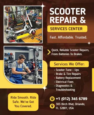 Scooter Repair Service Center Flyer Template