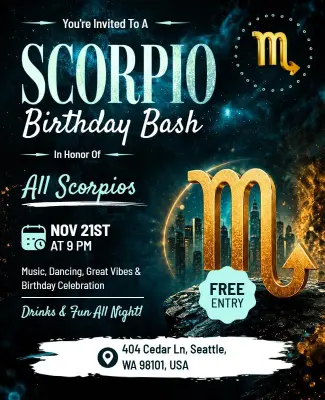 Scorpio Birthday Celebration Event Flyer Template