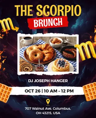 Scorpio Themed Brunch Event Flyer Template