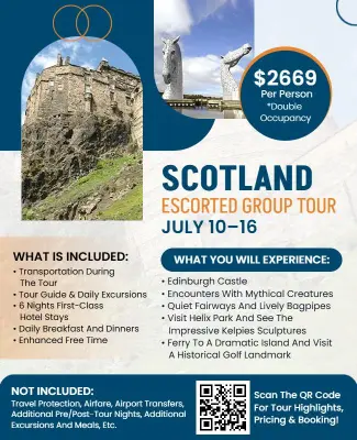 Scotland Escorted Group Tour Travel Flyer Template