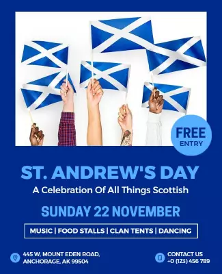 Scottish Flag Theme St. Andrew's Day Celebration Poster Template