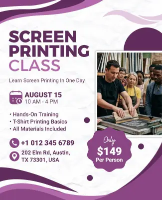 Screen Printing Class Flyer Template